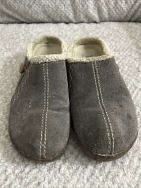 Earth Origins Aurora Johanna Clogs Women’s 8 Gray Suede Faux Fur Slip On Mule